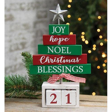 Wooden Christmas Blessings Countdown Tree - The Fox Decor